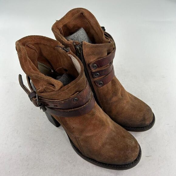 FREEBIRD BY STEVEN Blaze Womens Bootie US 7 Brown Suede Strappy Rugged Boho Boot - Picture 5 of 10